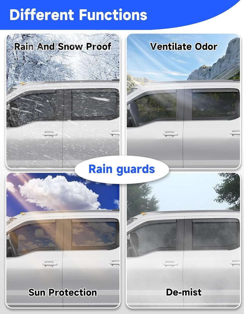 Breejoy in-Channel Window Rain Guard Fit for 2015-2020 Ford F150 SuperCrew & Ford F250-F550 2017-2025 Truck,Window Rain Guards Visors Vent Visors Window Deflector Vent Shades Car Accessories - Image 4